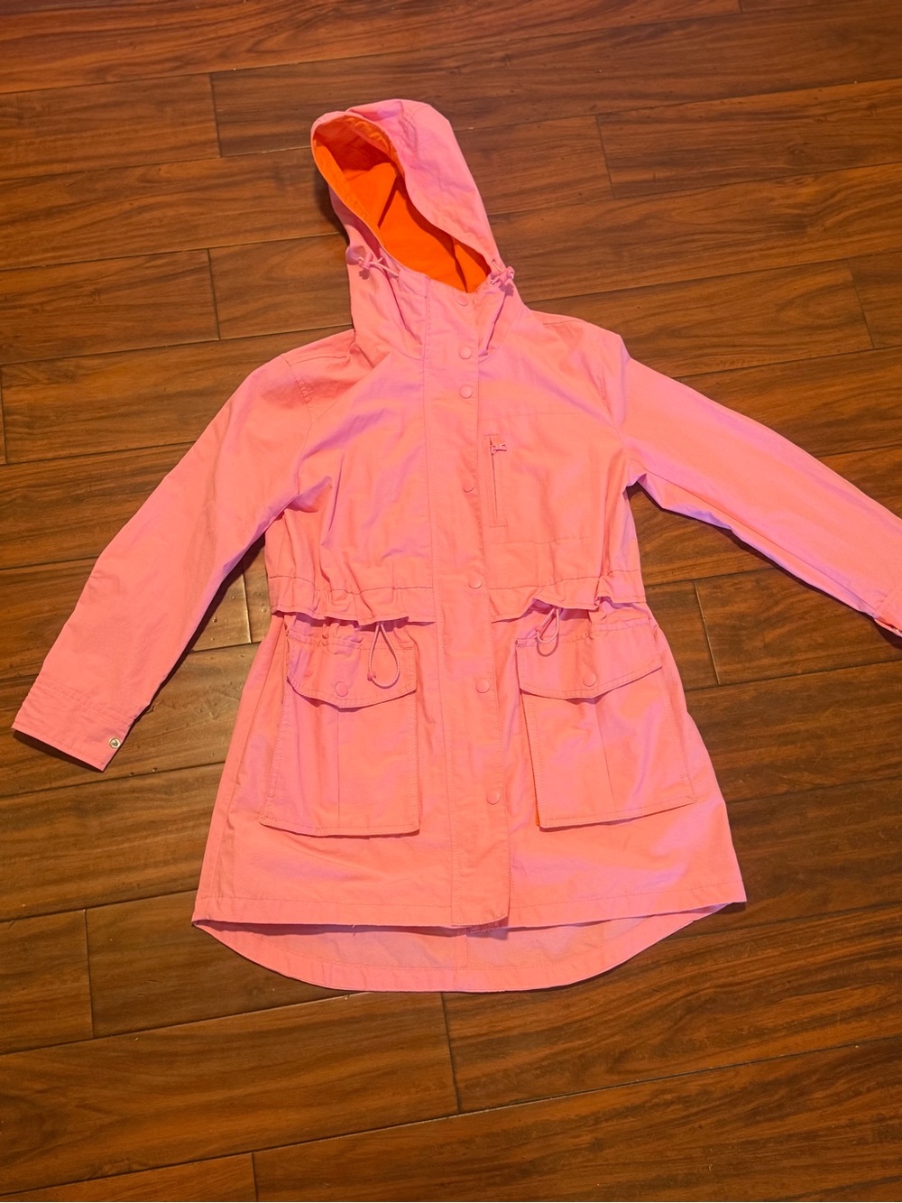 J. Crew Pink rain coat‎  Jacket with Orange Lining